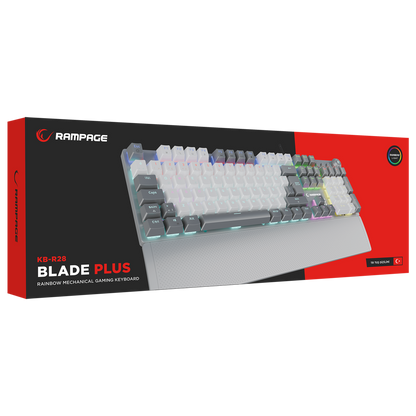 KB-R28 BLADE PLUS Beyaz / Gri Tam Türkçe Red Switch Gaming Klavye - Rampage