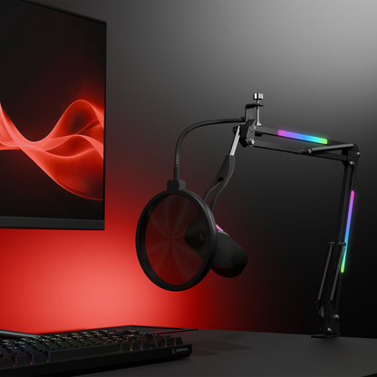 Siyah RGB Standlı Ses Göstergeli Masaüstü Mikrofon