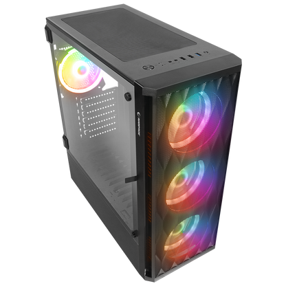 X-HORSE 850W 80+ 4*12cm ARGB Fan+Kontrolcü Manyetik Temperli Camlı Mid-T Gaming Oyuncu Kasası - Rampage