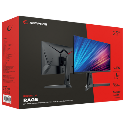 Rage RG25R300 25'' 300Hz 1ms FAST IPS RGB Freesync FHD PC Flat Oyuncu Monitörü