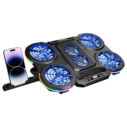 Prote R6 RGB 6 Fanlı Telefon Tutuculu 10-17 inç Notebook Soğutucu Stand