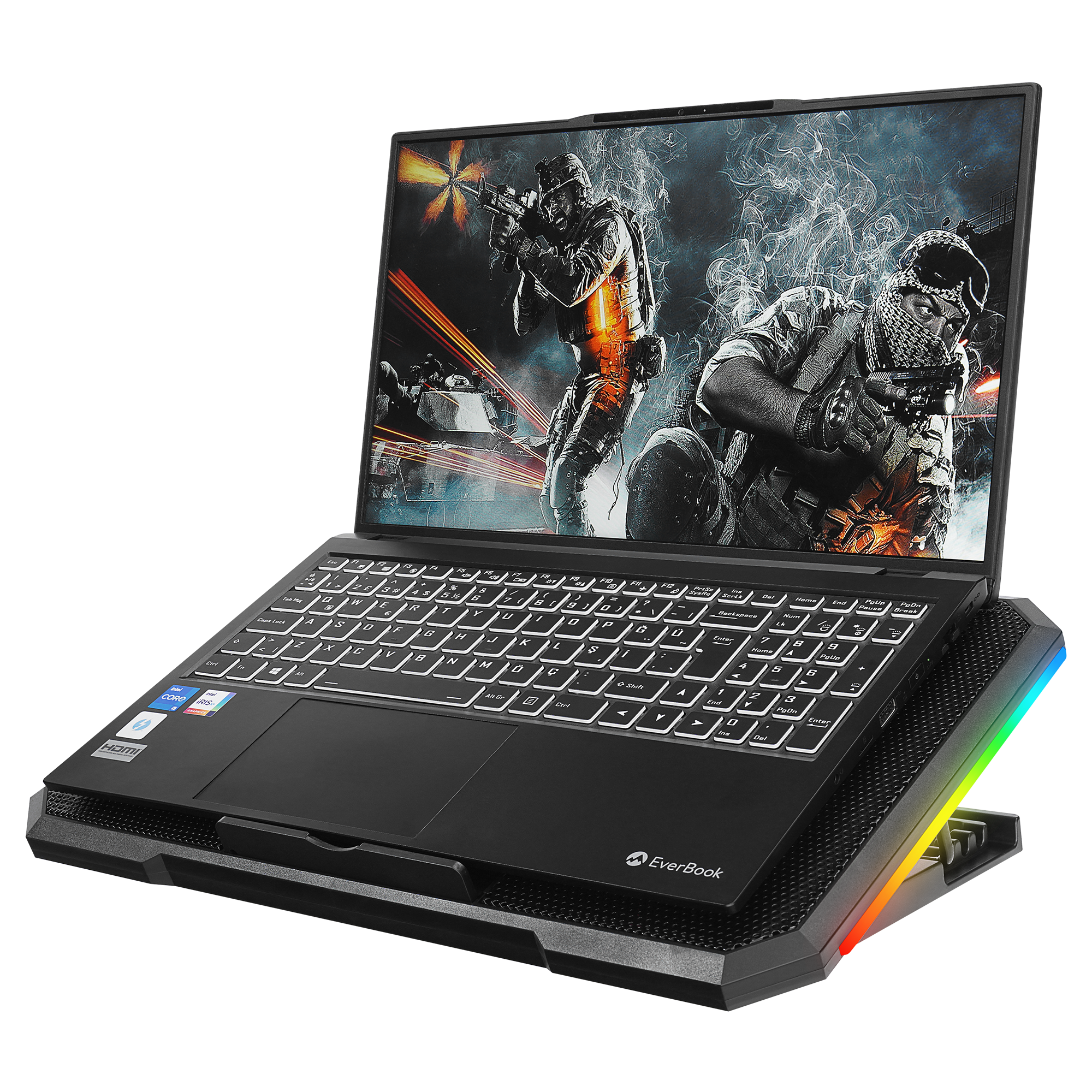 AD-RC12 GAMEZONE Siyah 2 Fan 2 USB RGB Işıklı 15-17 inç Notebook Soğutucu Stand - Rampage