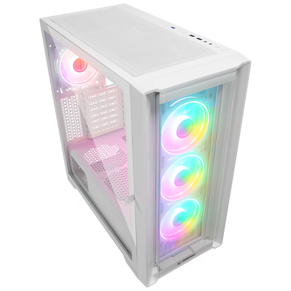 SIRIUS Temperli Camlı Beyaz 4*12cm RGB Fan E-ATX Mid-T Gaming Oyuncu Kasası - Rampage