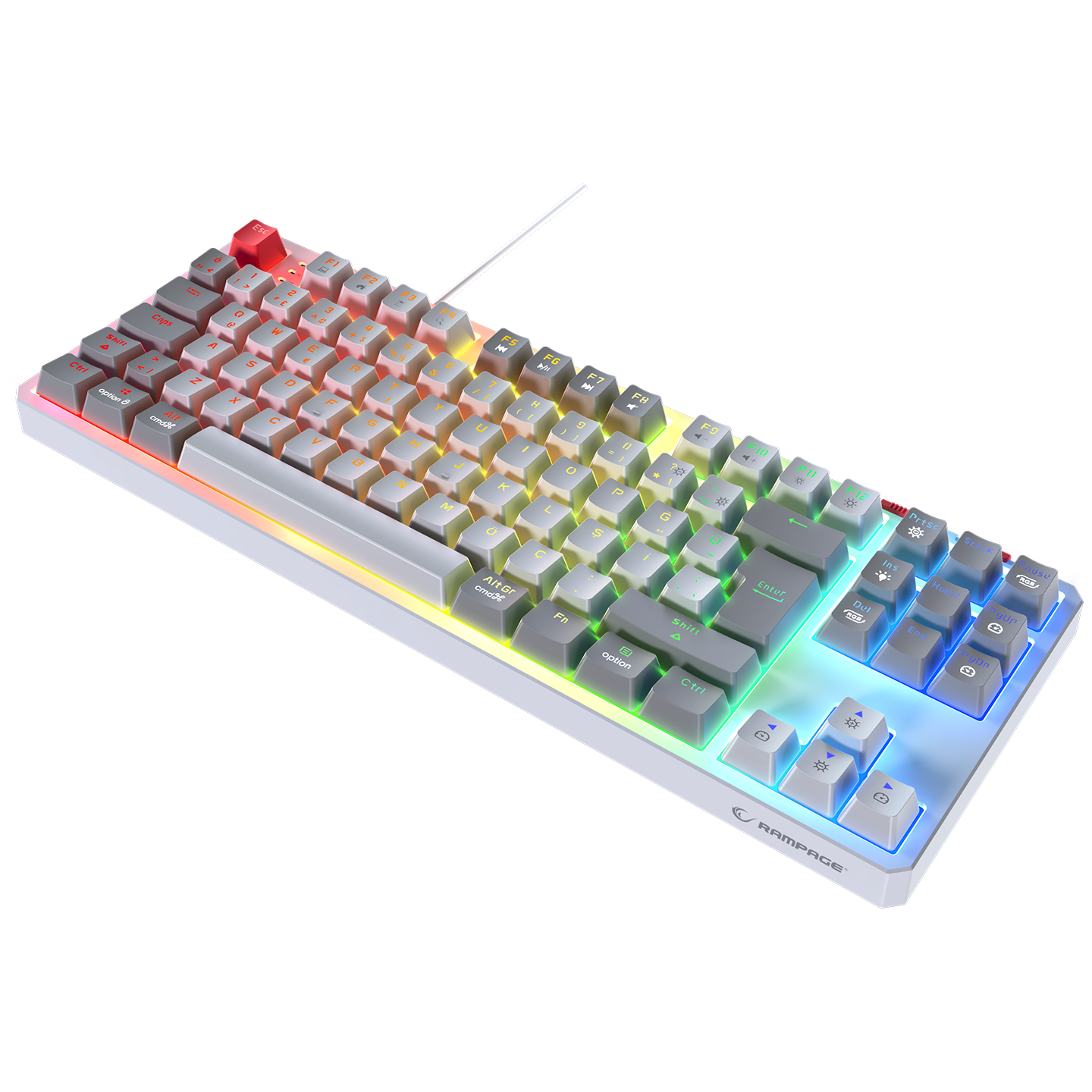 YORU TKL Beyaz/Gri OUTEMU Red Switch Q Mekanik Gaming Oyuncu Klavye