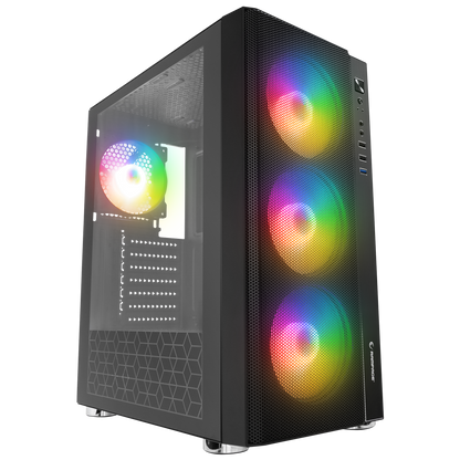 CARISMA MESH 650W 80+ 4*12cm Rainbow Temperli Camlı ATX Mid-T Gaming Oyuncu Kasası - Rampage