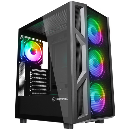HUMBLE Mesh 650W 80 Plus Bronze Siyah Temperli Camlı 4x12cm RGB Fan ATX Mid-T Gaming Oyuncu Kasası
