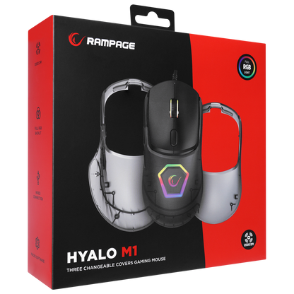 Hyalo M1 Siyah Değiştirilebilir 3 Kapaklı RGB 12000 DPI Gaming Oyuncu Mouse