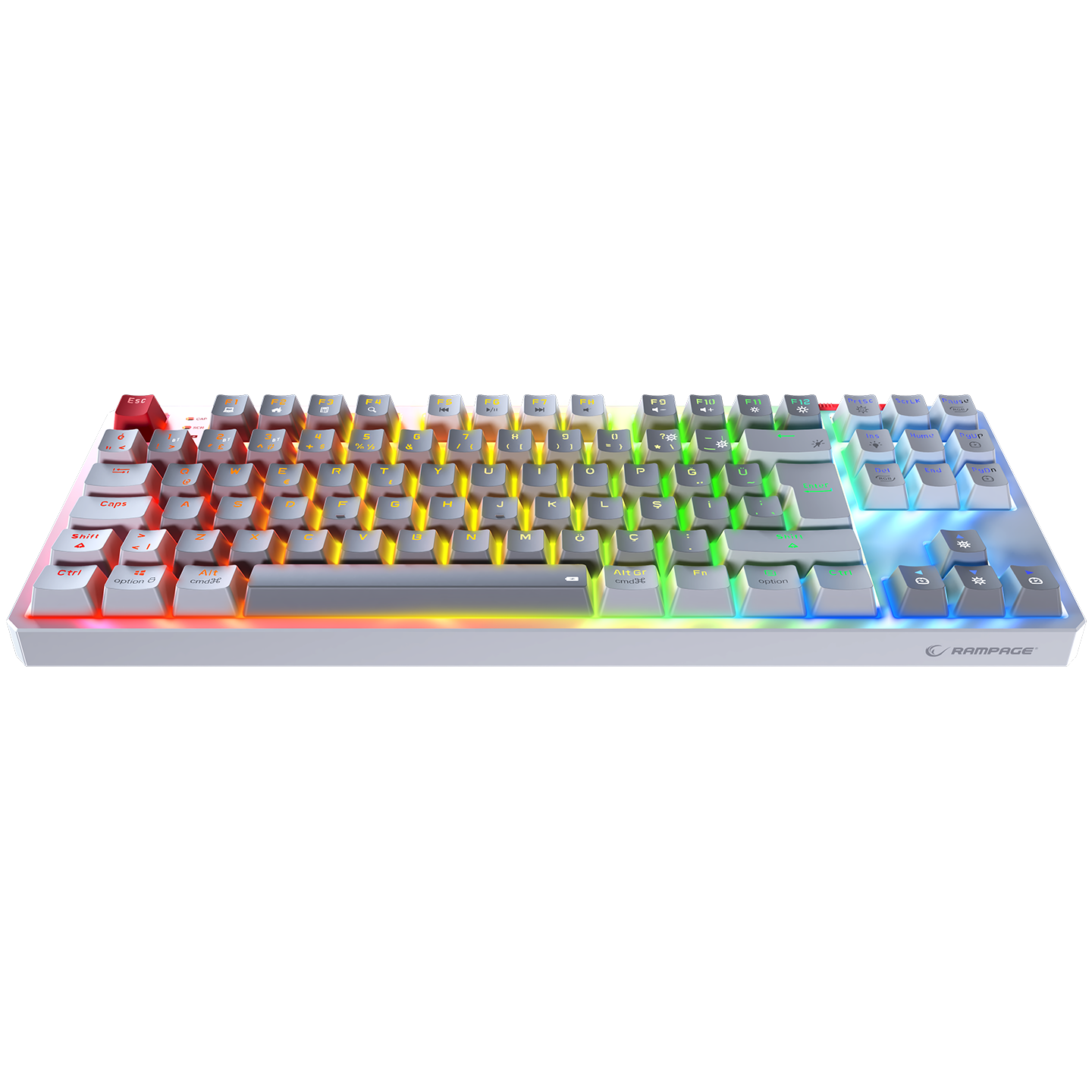 YORU TKL PRO Gri/Beyaz 2.4ghz OUTEMU Red Switch  Mekanik Gaming Oyuncu Klavye
