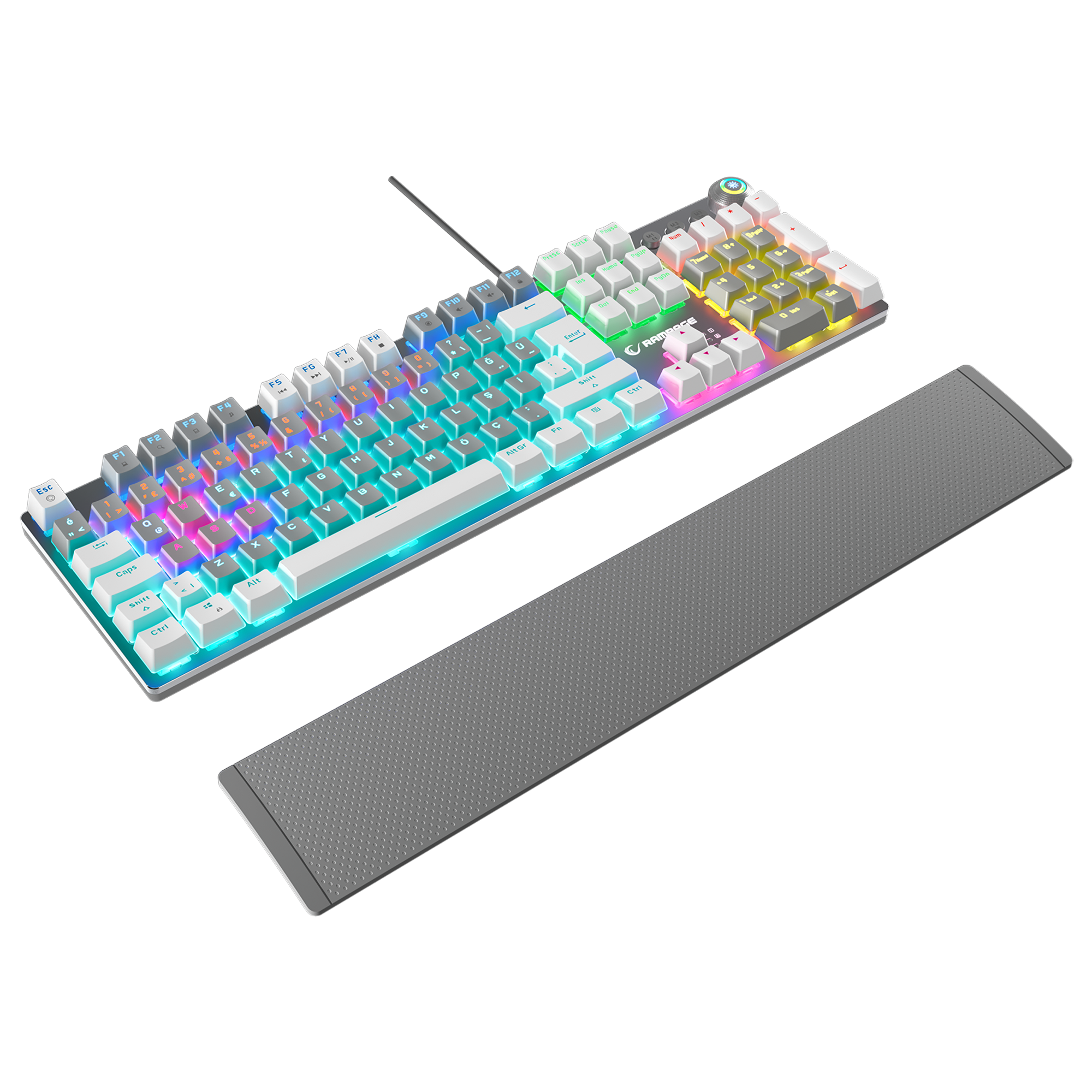 KB-R28 BLADE PLUS Gri / Beyaz Tam Türkçe Blue Switch Gaming Klavye - Rampage