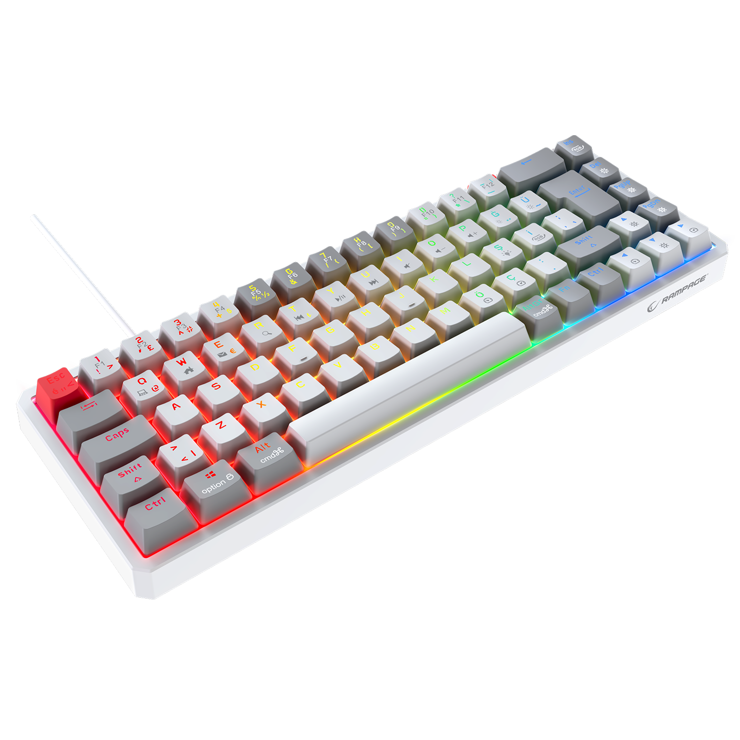 YORU MINI Beyaz/Gri OUTEMU Red Switch Mekanik Gaming Oyuncu Klavye