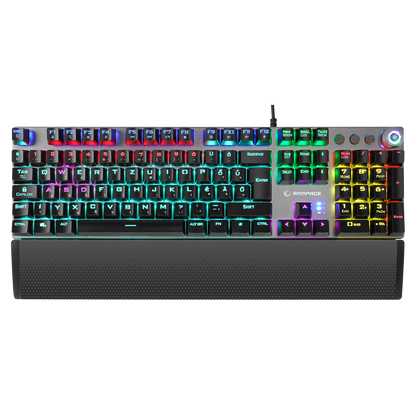 KB-R28 BLADE PLUS Siyah/Gümüş Macaristan Alfabesi Blue Switch Mekanik Gaming Klavye - Rampage