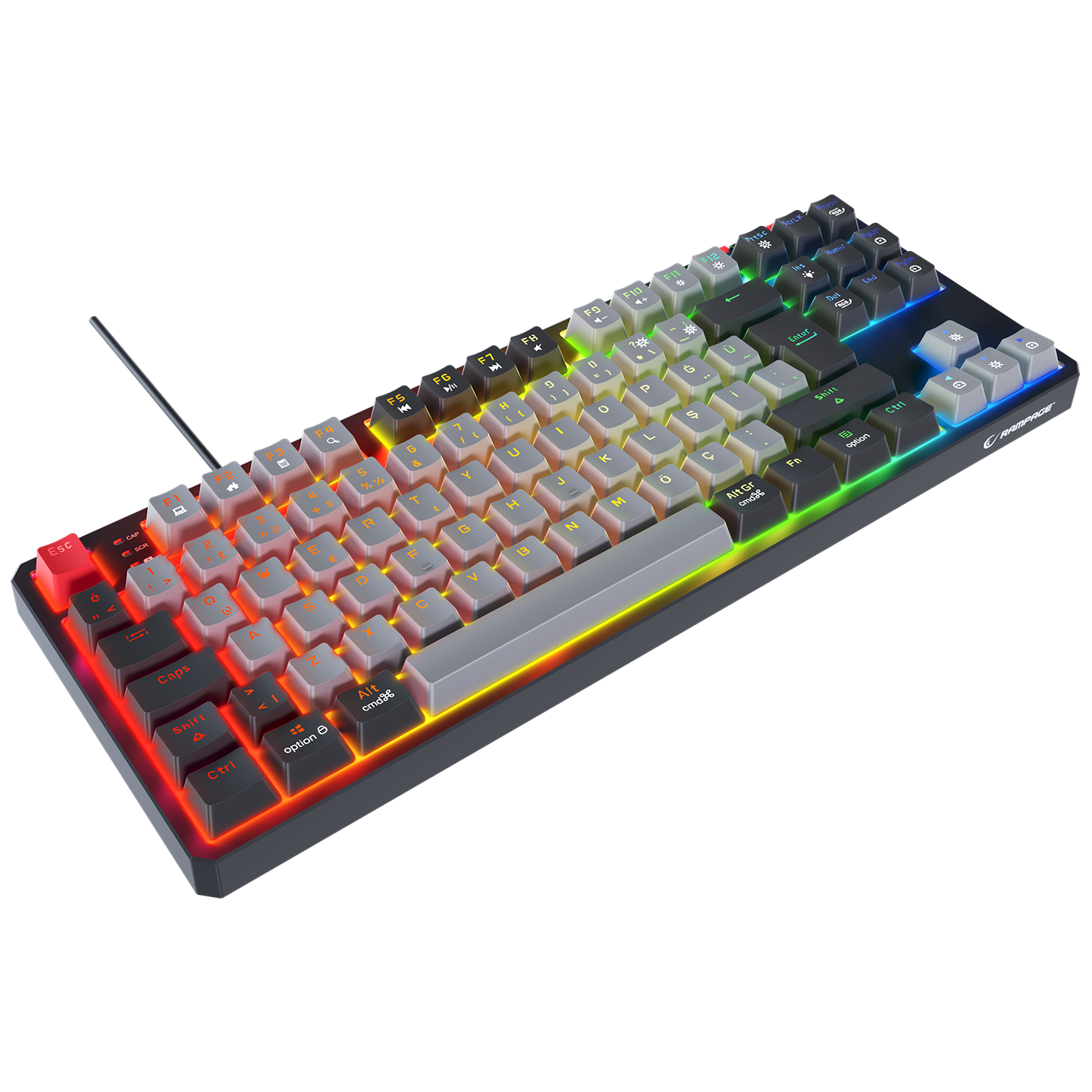 YORU TKL Gri/Siyah OUTEMU Red Switch Mekanik Gaming Oyuncu Klavye