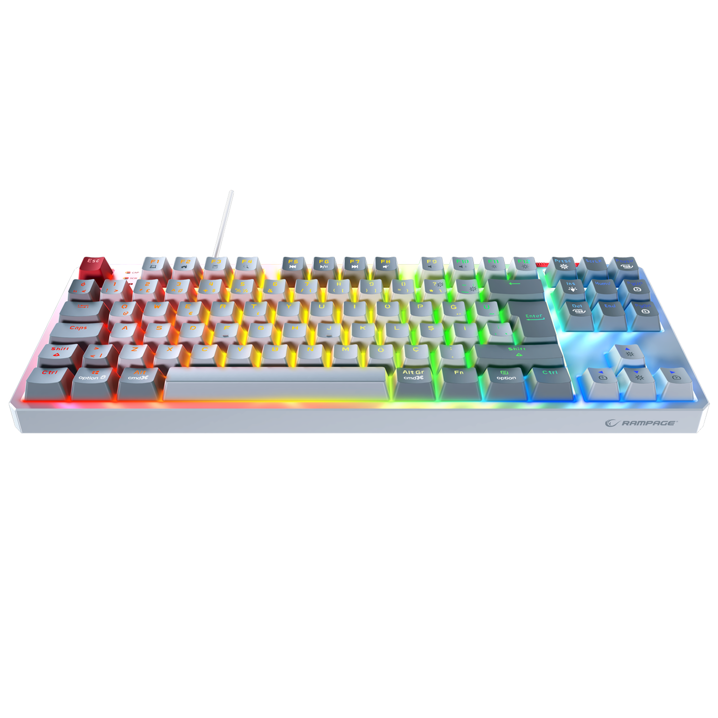YORU TKL Beyaz/Gri OUTEMU Red Switch Q Mekanik Gaming Oyuncu Klavye