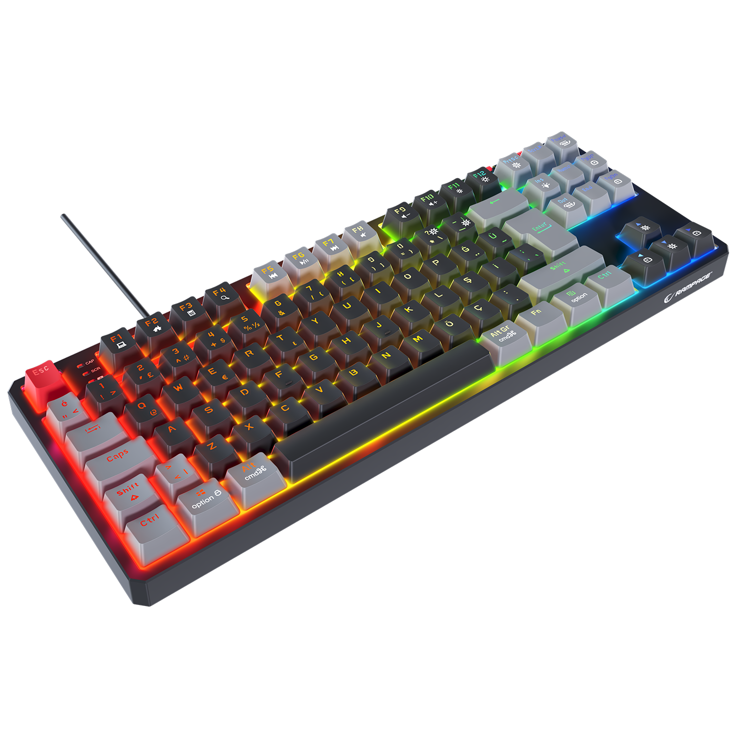 YORU TKL Siyah/Gri OUTEMU Red Switch Mekanik Gaming Oyuncu Klavye