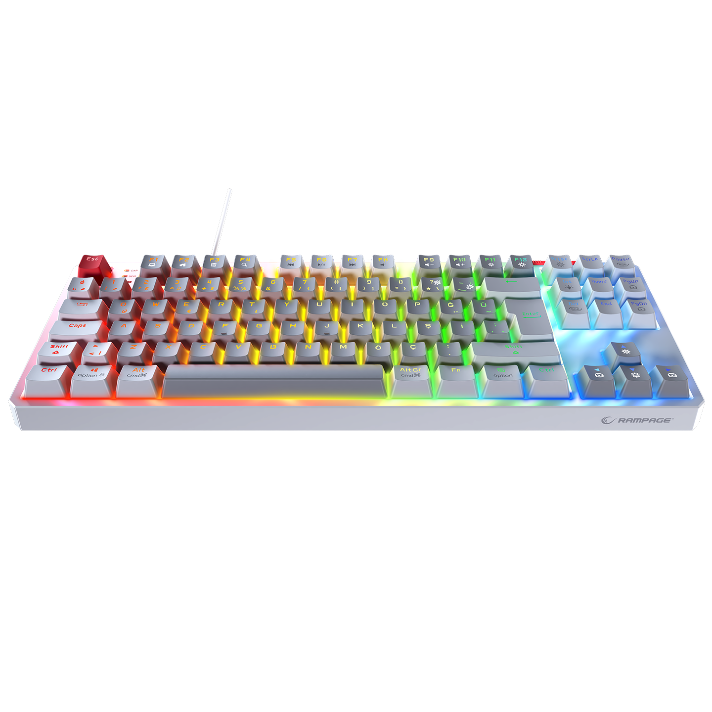 YORU TKL Gri/Beyaz OUTEMU Red Switch Mekanik Gaming Oyuncu Klavye