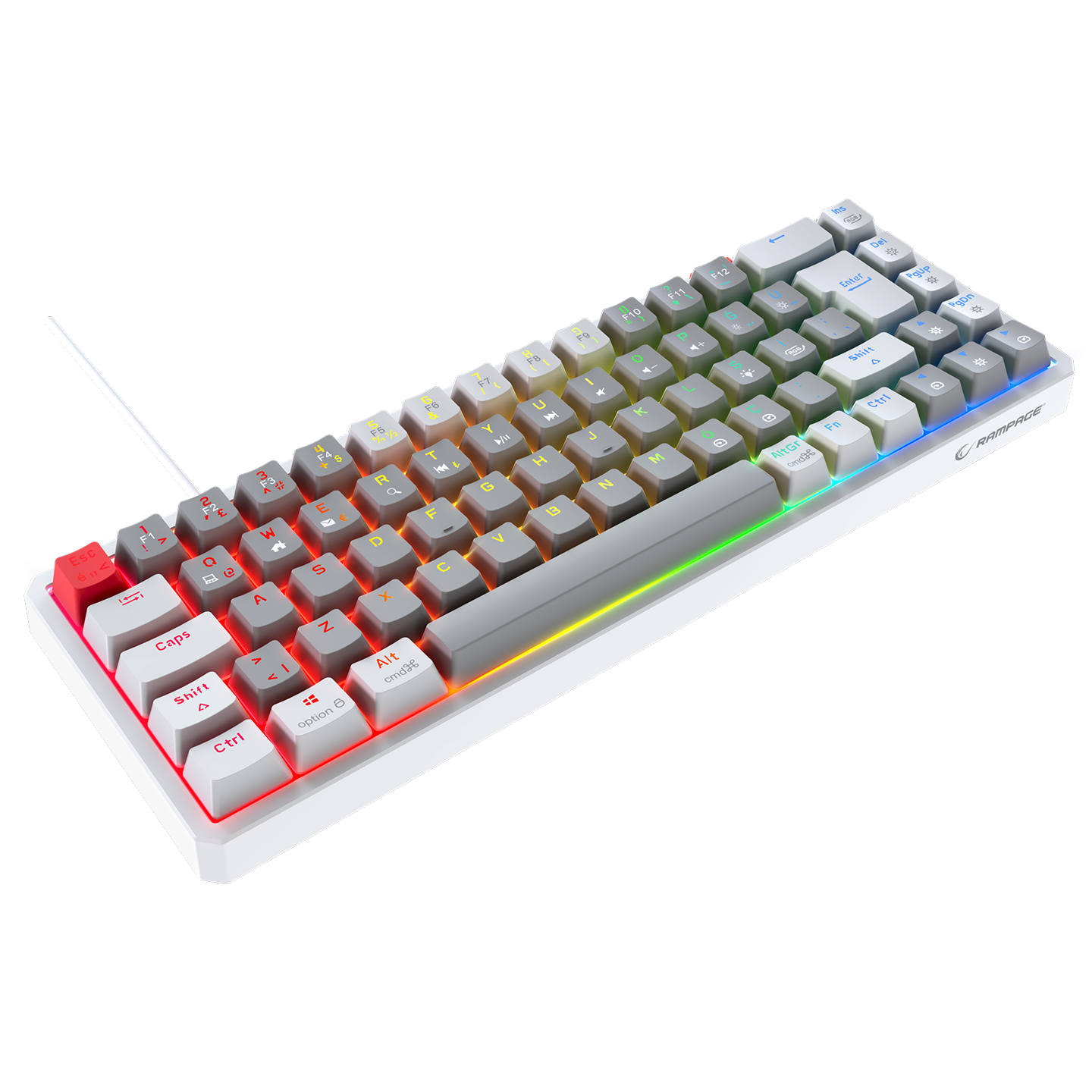 YORU MINI Gri/Beyaz OUTEMU Red Switch Mekanik Gaming Oyuncu Klavye