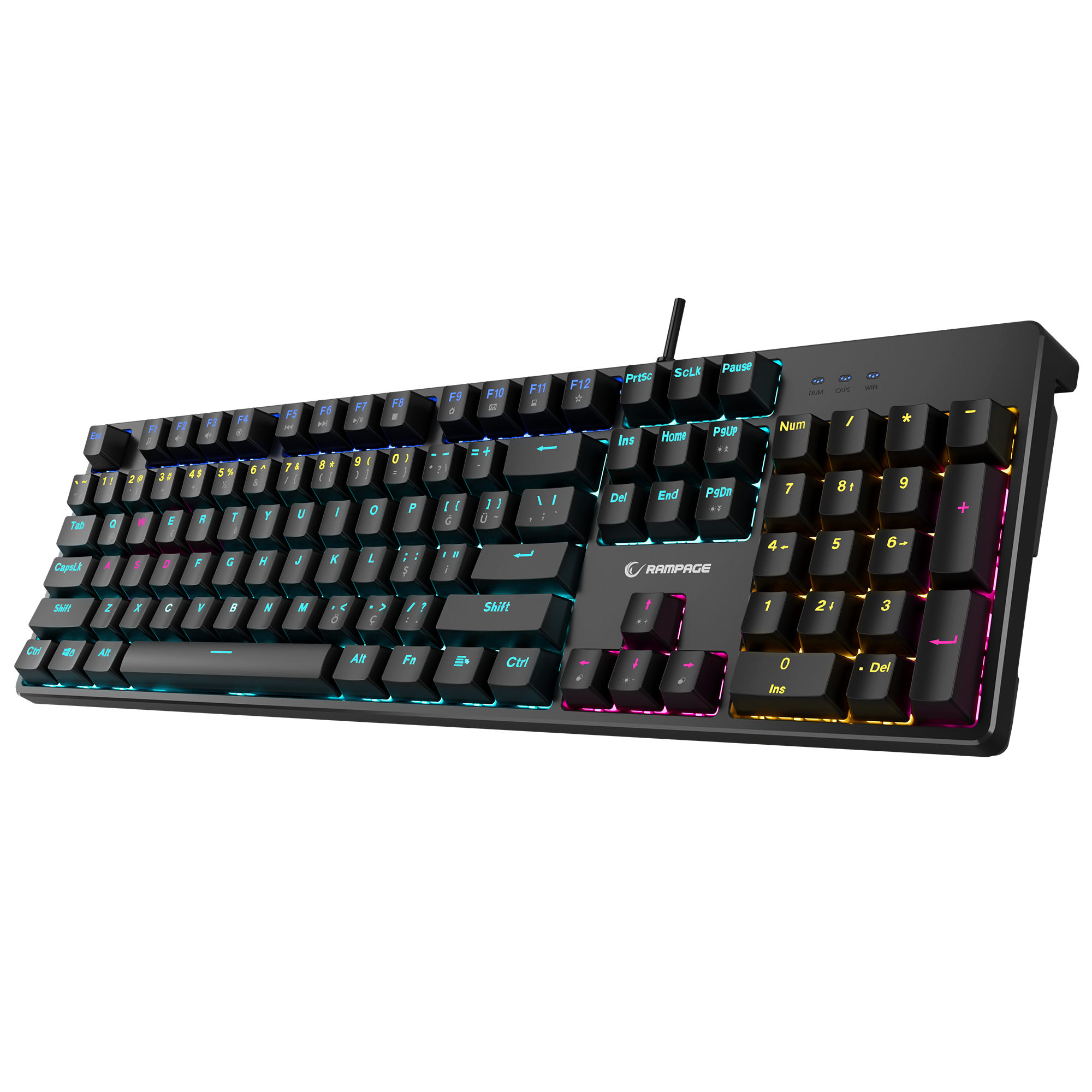 Nimbus Rainbow Red Switch Mekanik Oyuncu Klavyesi-Siyah