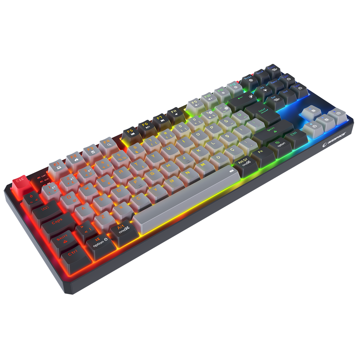 YORU TKL PRO Gri/Siyah 2.4ghz OUTEMU Red Switch Mekanik Gaming Oyuncu Klavye