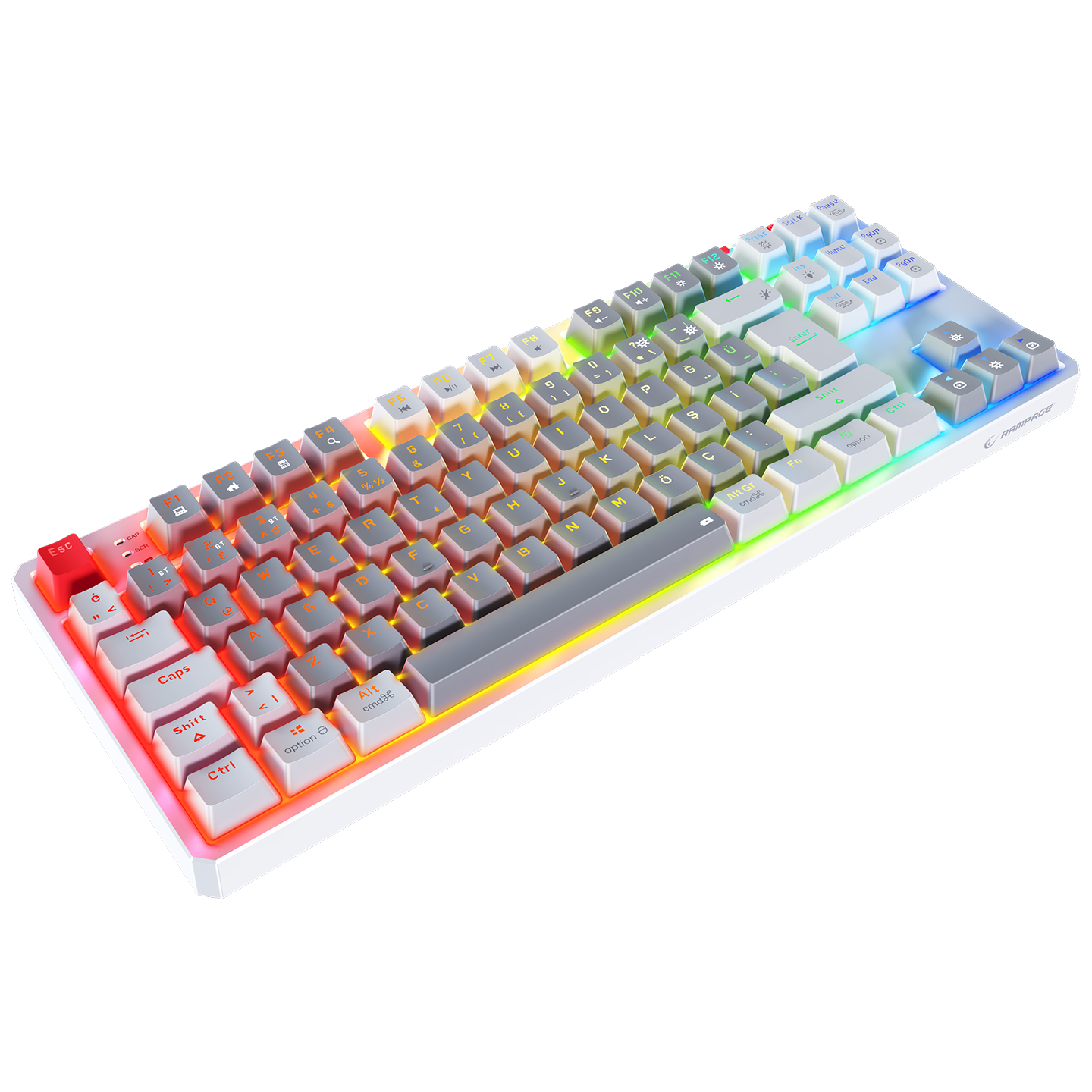 YORU TKL PRO Gri/Beyaz 2.4ghz OUTEMU Red Switch  Mekanik Gaming Oyuncu Klavye