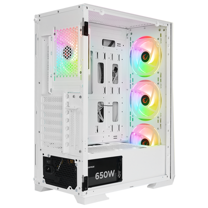 GLARE Mesh 650W 80+ Beyaz ATX Mid-T Gaming Oyuncu Kasası - Rampage