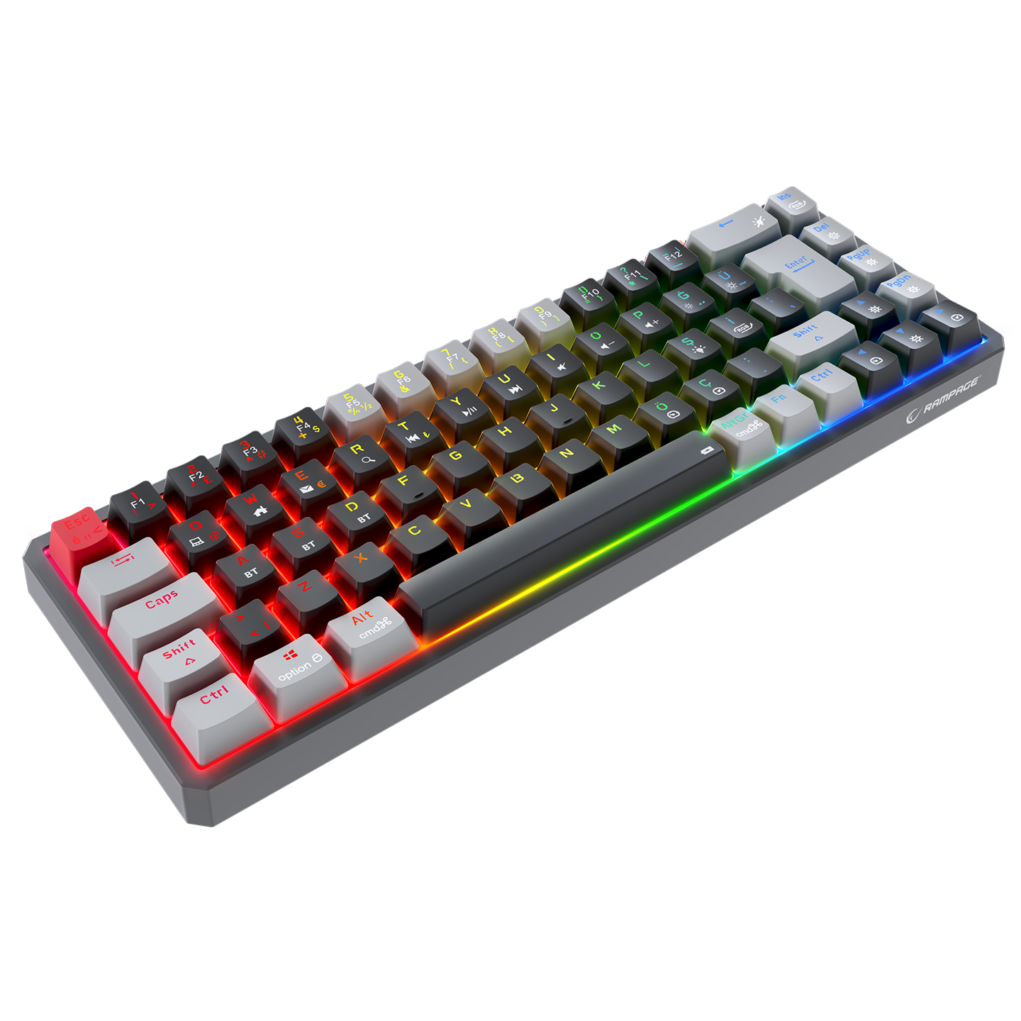 YORU MINI PRO Siyah/Gri 2.4ghz OUTEMU Red Switch Mekanik Oyuncu Klavye