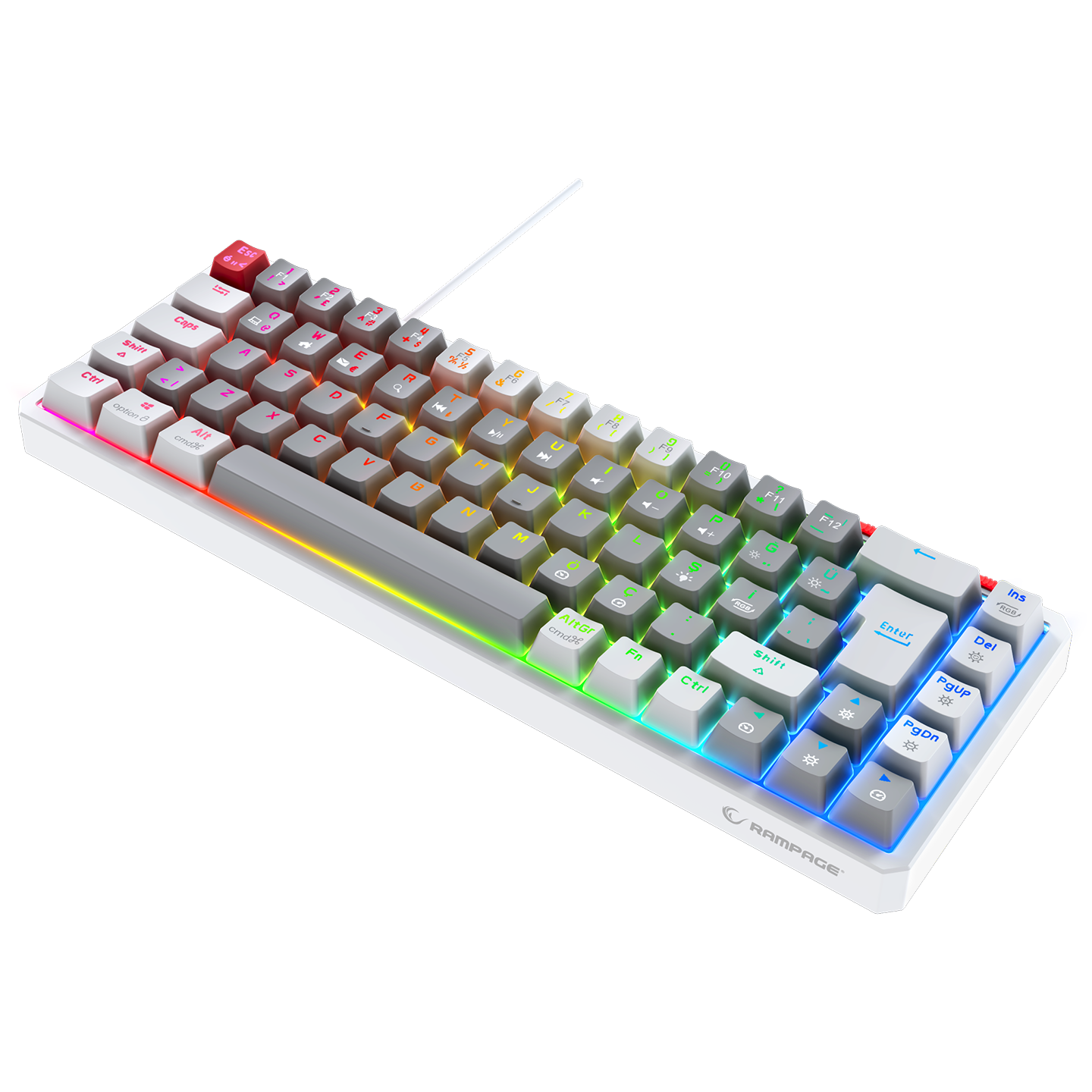 YORU MINI Gri/Beyaz OUTEMU Red Switch Mekanik Gaming Oyuncu Klavye