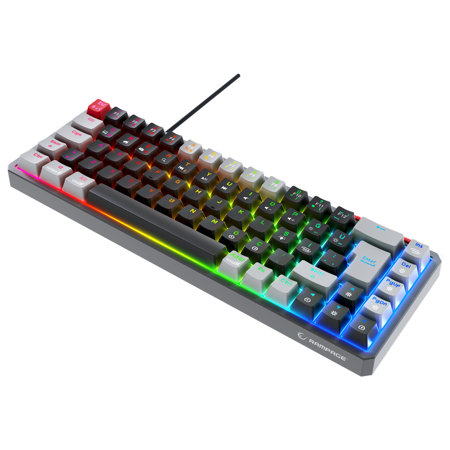 YORU MINI Siyah/Gri OUTEMU Red Switch Mekanik Gaming Oyuncu Klavye