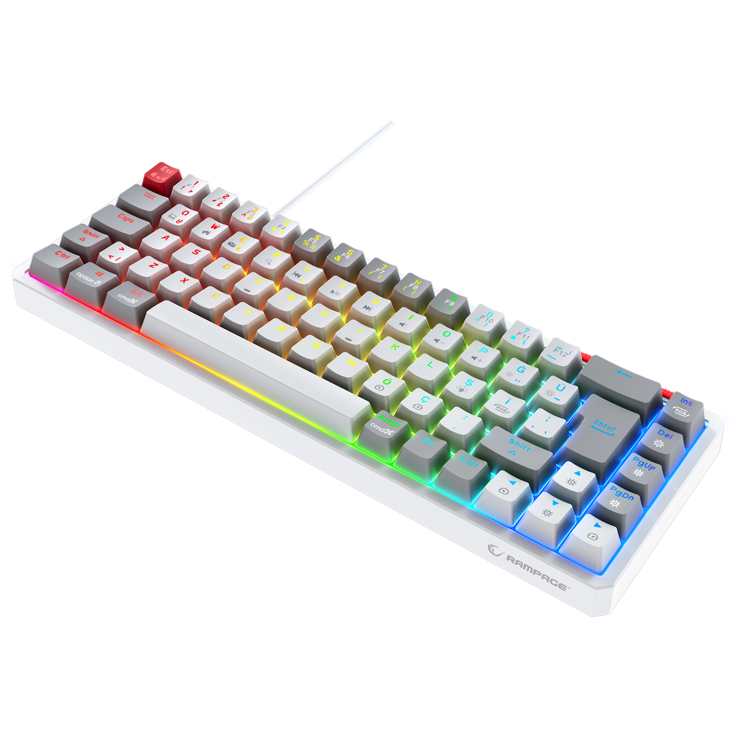 YORU MINI Beyaz/Gri OUTEMU Red Switch Mekanik Gaming Oyuncu Klavye
