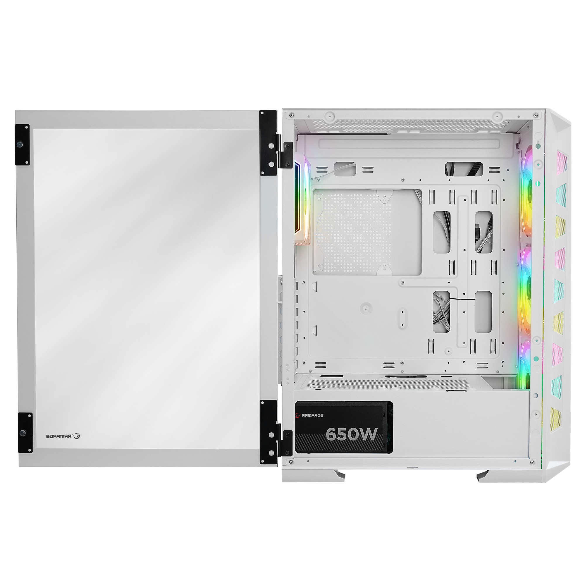 GLARE Mesh 650W 80+ Beyaz ATX Mid-T Gaming Oyuncu Kasası - Rampage
