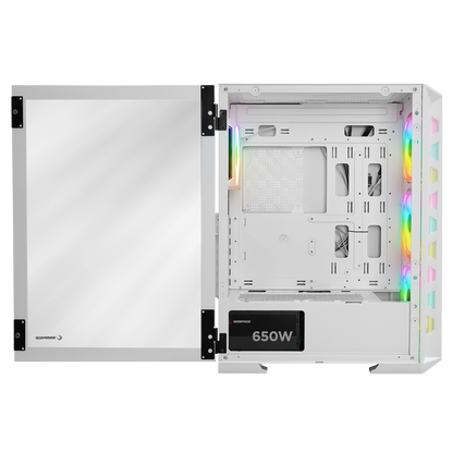 GLARE Mesh 650W 80+ Beyaz ATX Mid-T Gaming Oyuncu Kasası - Rampage