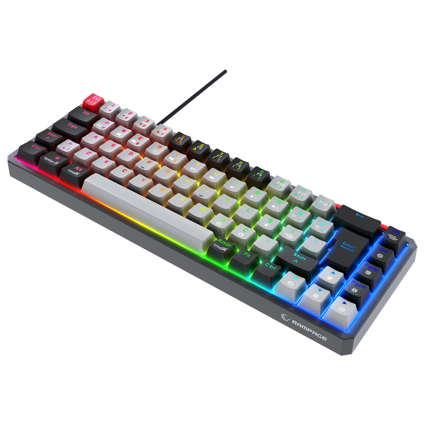 Yoru Mini RGB Outemu Red Switch  Mekanik Oyuncu Klavyesi-Gri/Siyah
