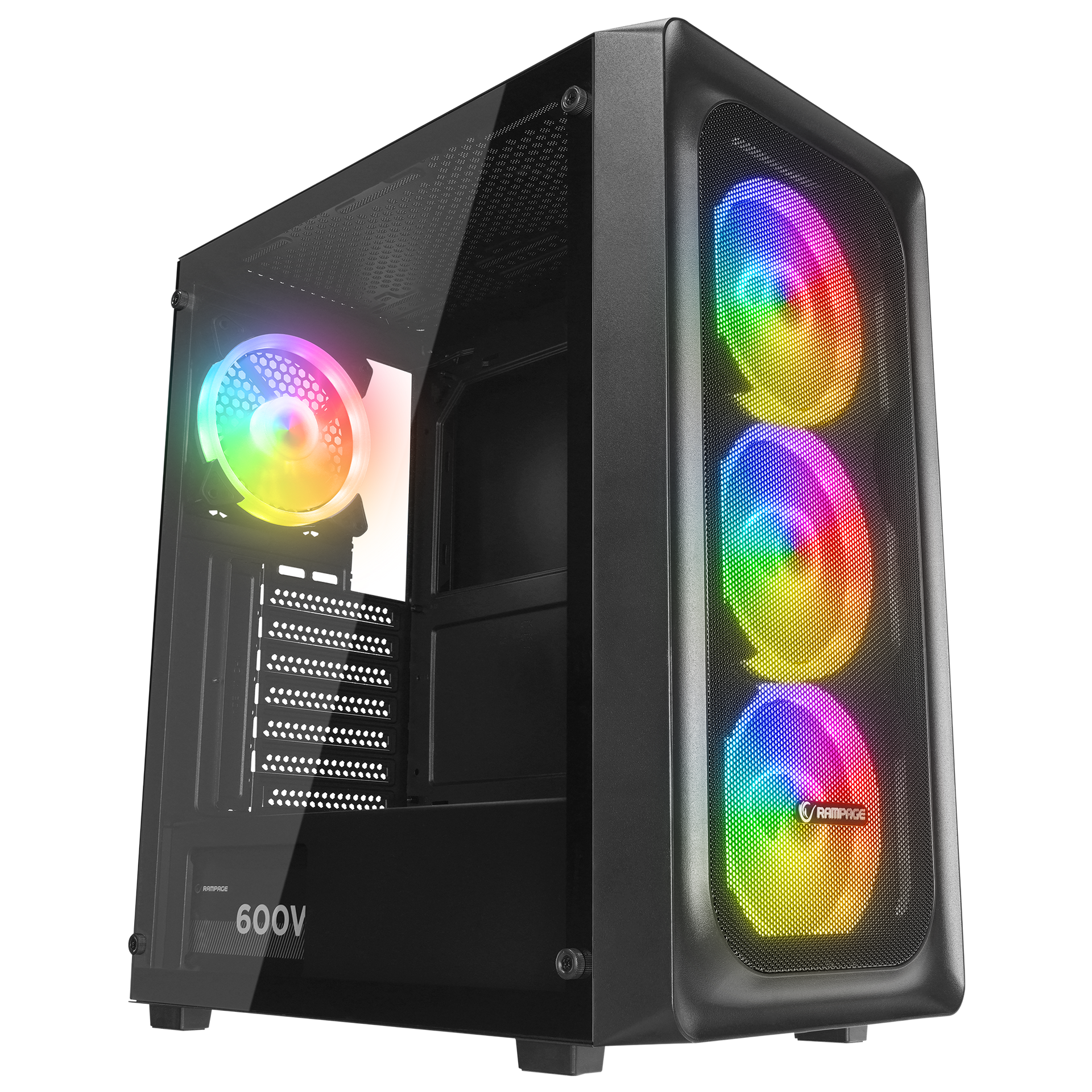 600W 80 Plus Bronze Temper Camlı 4x12cm RGB Fan Oyuncu Kasası