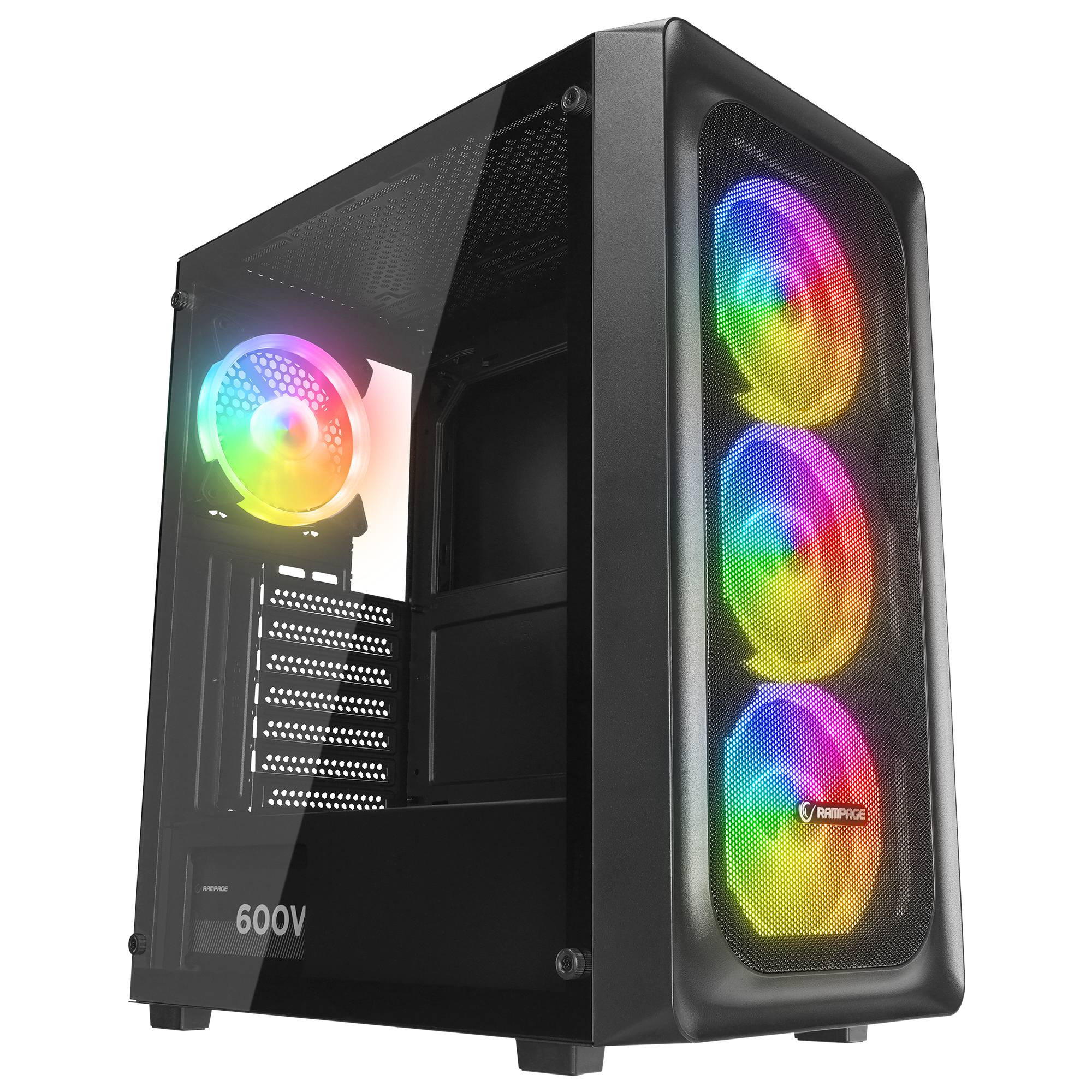 ARMOR V2 600W 80 Plus Bronze Temper Camlı 4*12cm RGB Fan Gaming Oyuncu Kasası - Rampage