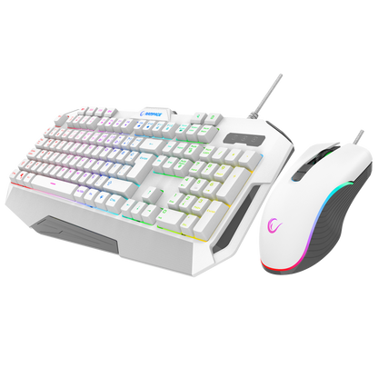 Glare Usb RGB 12800 Dpi Mouse Oyuncu Klavye Set-Beyaz
