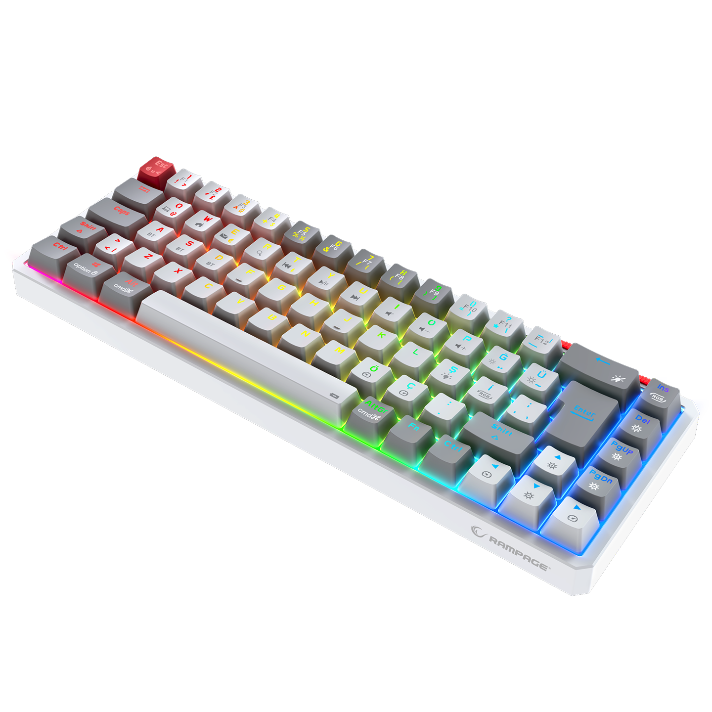 YORU MINI PRO Beyaz/Gri OUTEMU Red Switch Mekanik Oyuncu Klavye