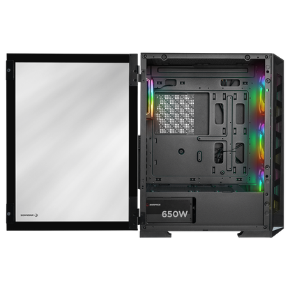 GLARE Mesh 650W 80+ Siyah ATX Mid-T Gaming Oyuncu Kasası - Rampage