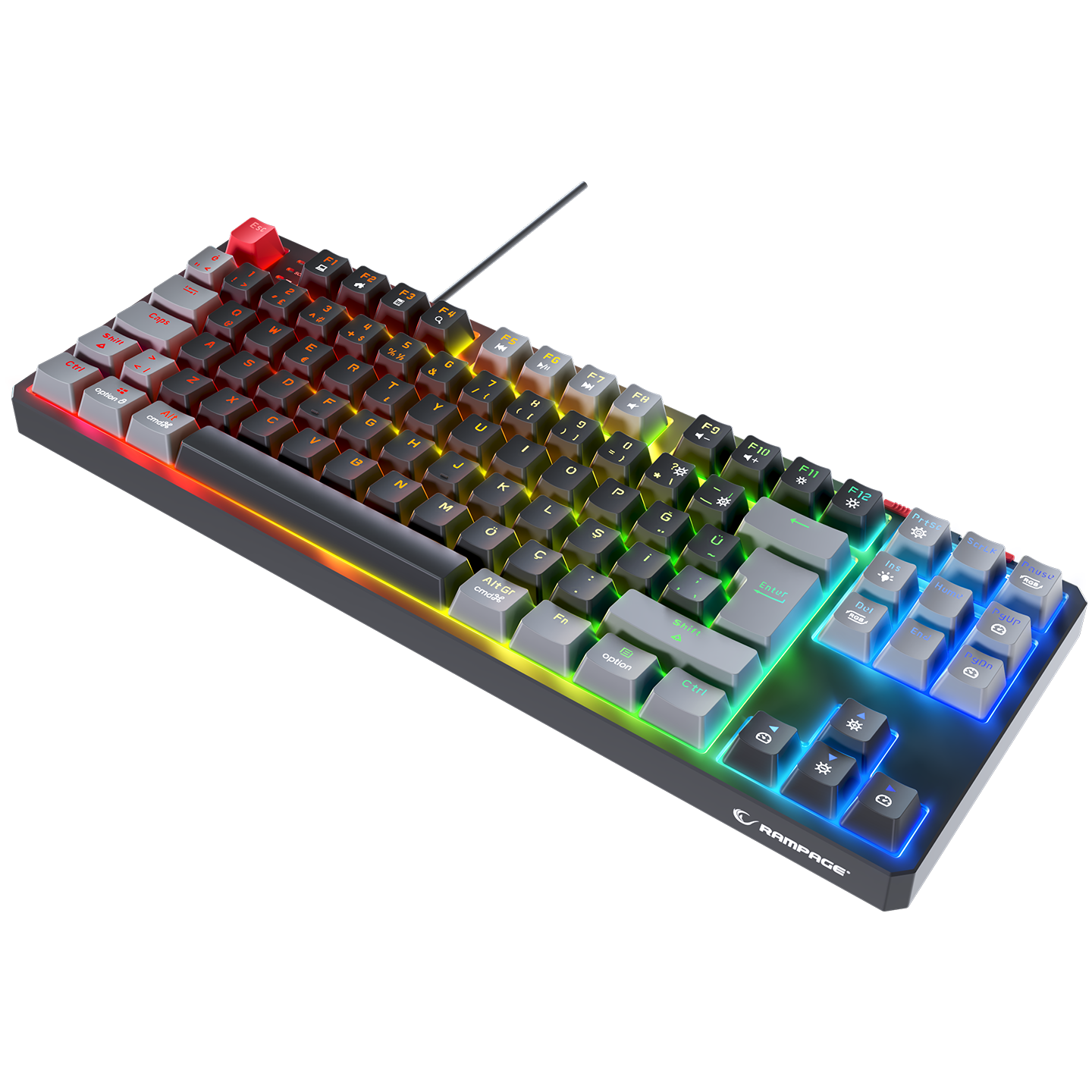YORU TKL Siyah/Gri OUTEMU Red Switch Mekanik Gaming Oyuncu Klavye