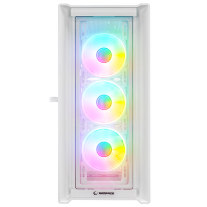 SIRIUS Temperli Camlı Beyaz 4*12cm RGB Fan E-ATX Mid-T Gaming Oyuncu Kasası - Rampage