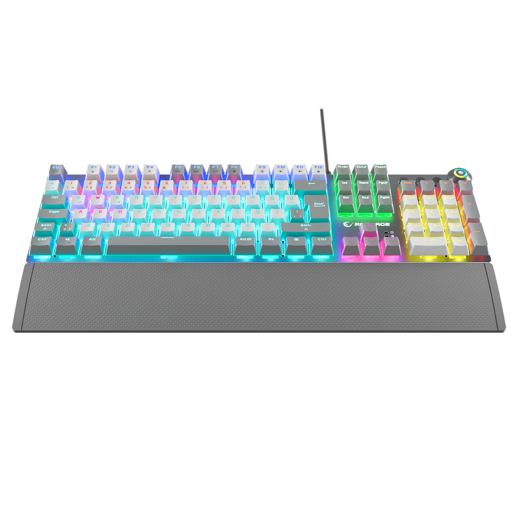 KB-R28 BLADE PLUS Beyaz / Gri Gökkuşağı Aydınlatmalı Tam Türkçe Red Switch Mekanik Gaming Klavye