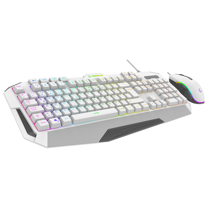 Glare Usb RGB 12800 Dpi Mouse Oyuncu Klavye Set-Beyaz