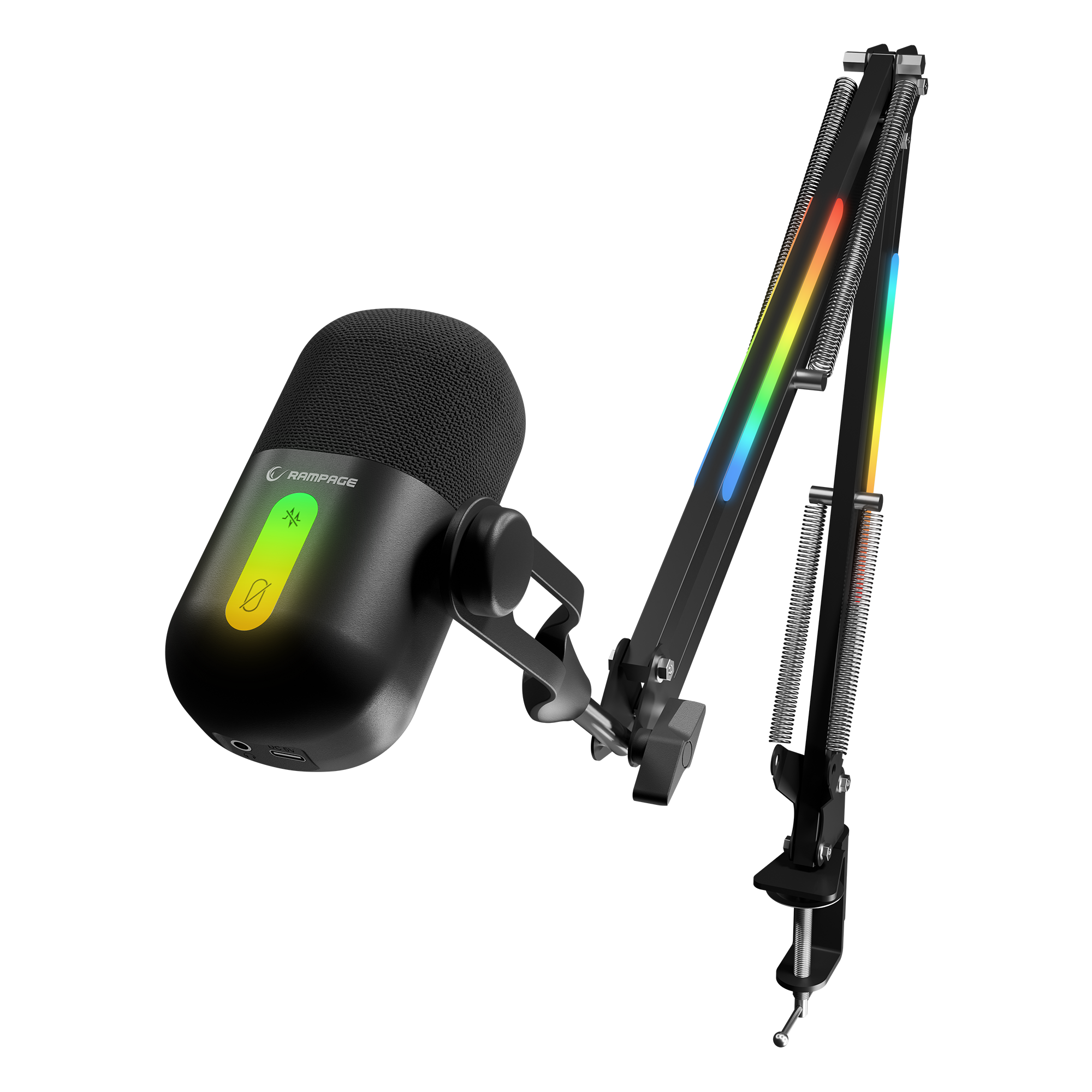 Siyah RGB Standlı Ses Göstergeli Masaüstü Mikrofon