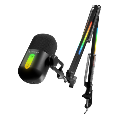 Siyah RGB Standlı Ses Göstergeli Masaüstü Mikrofon