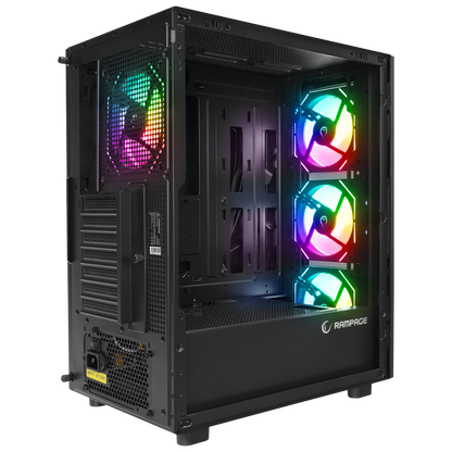 HUMBLE Mesh 650W 80 Plus Bronze Siyah Temperli Camlı 4x12cm RGB Fan ATX Mid-T Gaming Oyuncu Kasası