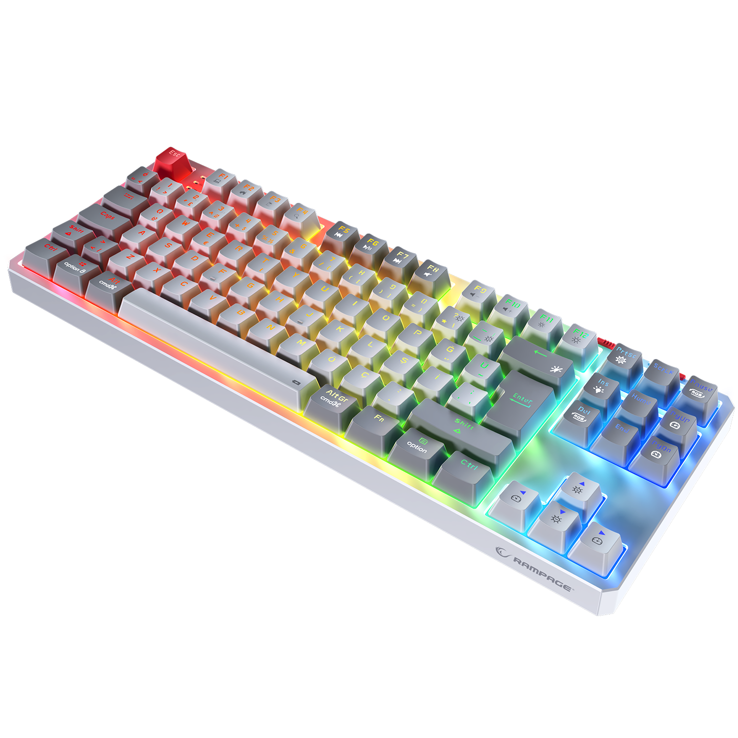 YORU TKL PRO Beyaz/Gri 2.4ghz OUTEMU Red Switch  Mekanik Gaming Oyuncu Klavye