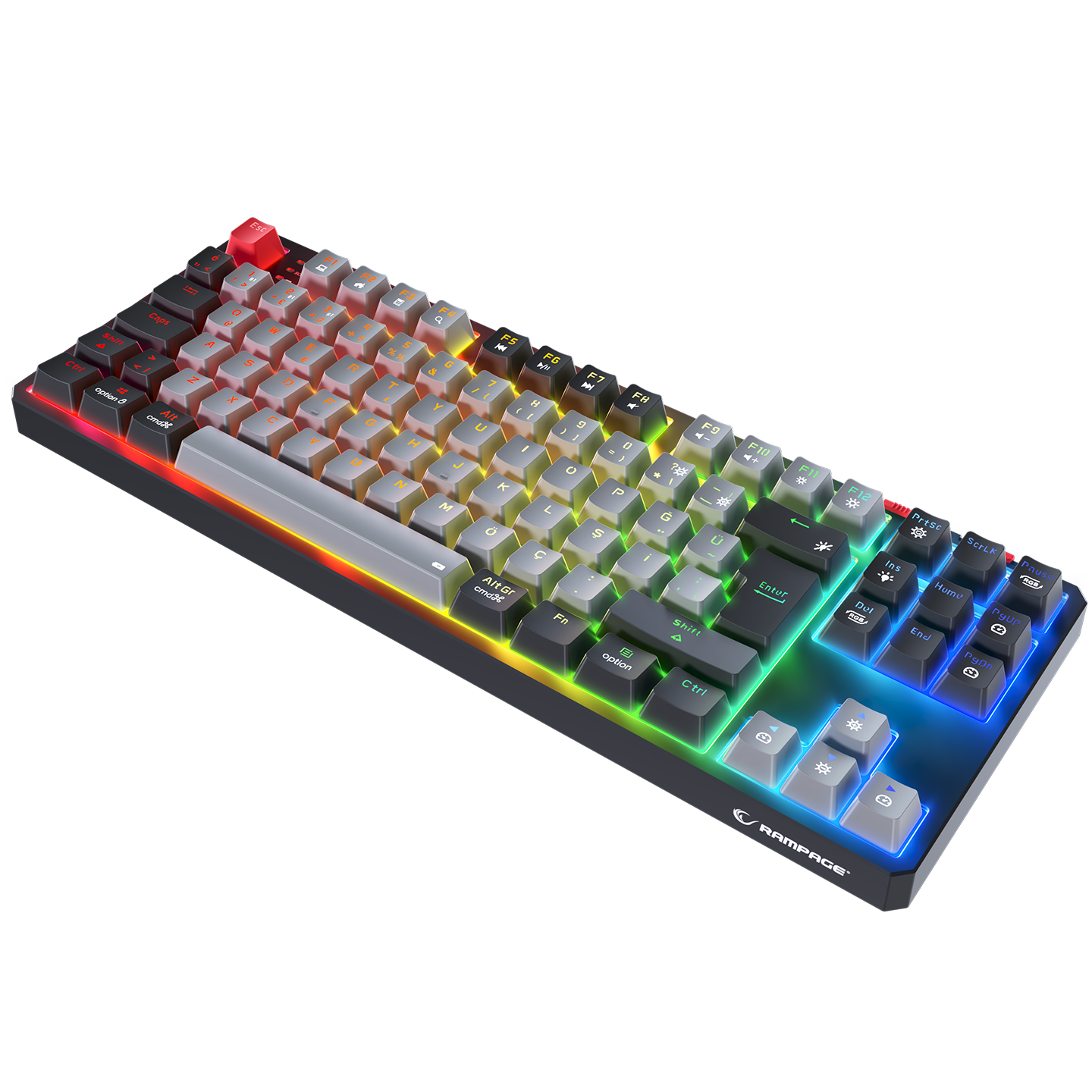YORU TKL PRO Gri/Siyah 2.4ghz OUTEMU Red Switch Mekanik Gaming Oyuncu Klavye