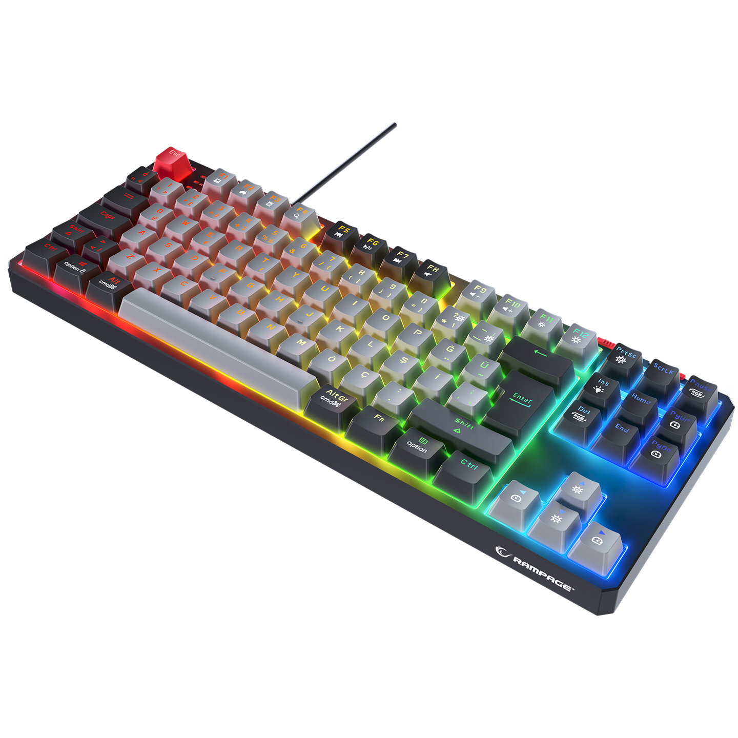 YORU TKL Gri/Siyah OUTEMU Red Switch Mekanik Gaming Oyuncu Klavye