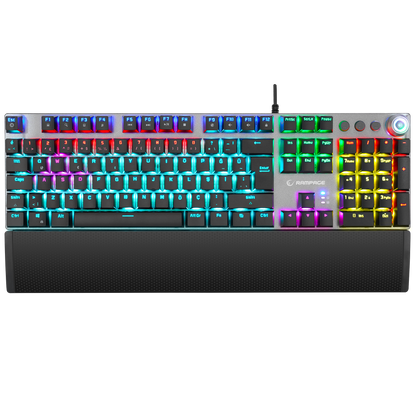 KB-R28 BLADE PLUS Siyah/Gümüş Gökkuşağı Aydınlatmalı Tam Türkçe Red Switch Mekanik Gaming Klavye - Rampage