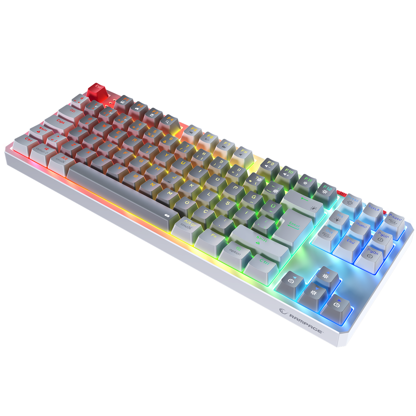YORU TKL PRO Gri/Beyaz 2.4ghz OUTEMU Red Switch  Mekanik Gaming Oyuncu Klavye