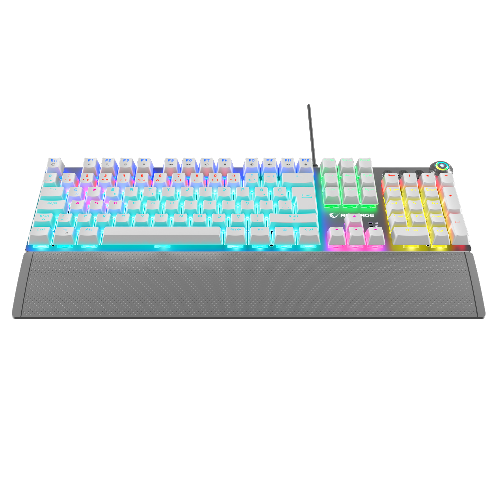 KB-R28 BLADE PLUS Beyaz Gökkuşağı Aydınlatmalı Tam Türkçe Red Switch Mekanik Gaming Klavye