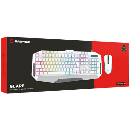 Glare Usb RGB 12800 Dpi Mouse Oyuncu Klavye Set-Beyaz